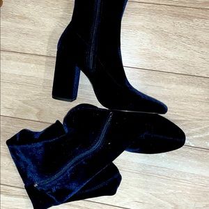 Velour/velvet over the knee boots